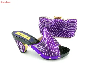 

doershow Latest African Shoes And Bag Set For Party Italian Fashion Women Sandal With Matching Bags Set With Rhinestones HJN1-12