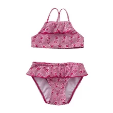 Купальный костюм для маленьких девочек; Летнее Детское бикини; топ на бретельках с рисунком ананаса+ шорты; пляжная одежда; купальный костюм; D20