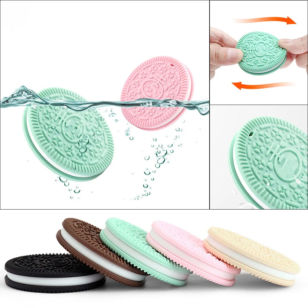 

Soft Silicone Baby Teether Biscuit Nursing Accessories Dental Training Device Cookies Silicone Teether Baby Toys