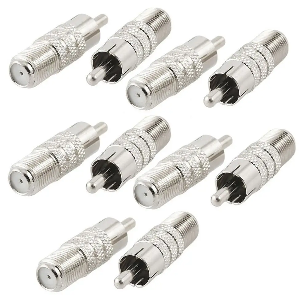 

DSHA New Hot 10 pcs F Type Female Jack to RCA Male Straight Adapter Connector