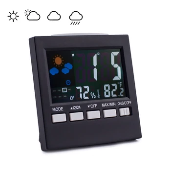 

Multifunction Digital Thermometer Hygrometer Colorful LCD Termometro Digital Clock Alarm Snooze Function Weather Station