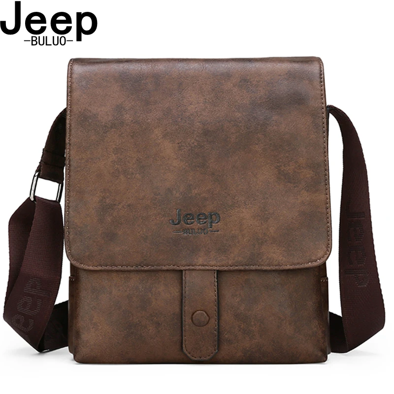 

JEEP BULUO Famous Brand Business office Work Tote Men Leather Shoulder Crossbody Bags For iPad Men's Messenger Bag New Arrival