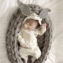 Для новорожденных мальчиков и девочек с заячьими ушками костюм твердые комбинезон Демисезонный Младенческая малышей Малыш Хлопок Zip Hoodie