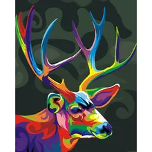 Красочные Deer.40x50cm, живопись по номерам, DIY, настенное искусство, украшение гостиной, пейзаж, фигура, животное, цветок, мультфильм