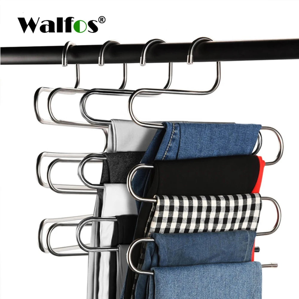 Hot Sell New Magic Stainless Steel Trousers Hanger Multifunction Pants Closet Belt Holder Rack S