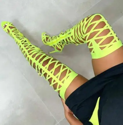 

2019 Fashion Runway Crystal Stretch Fabric Sock Boots Pointy Toe Over-the-Knee Heel Thigh High Pointed Toe Woman Boot