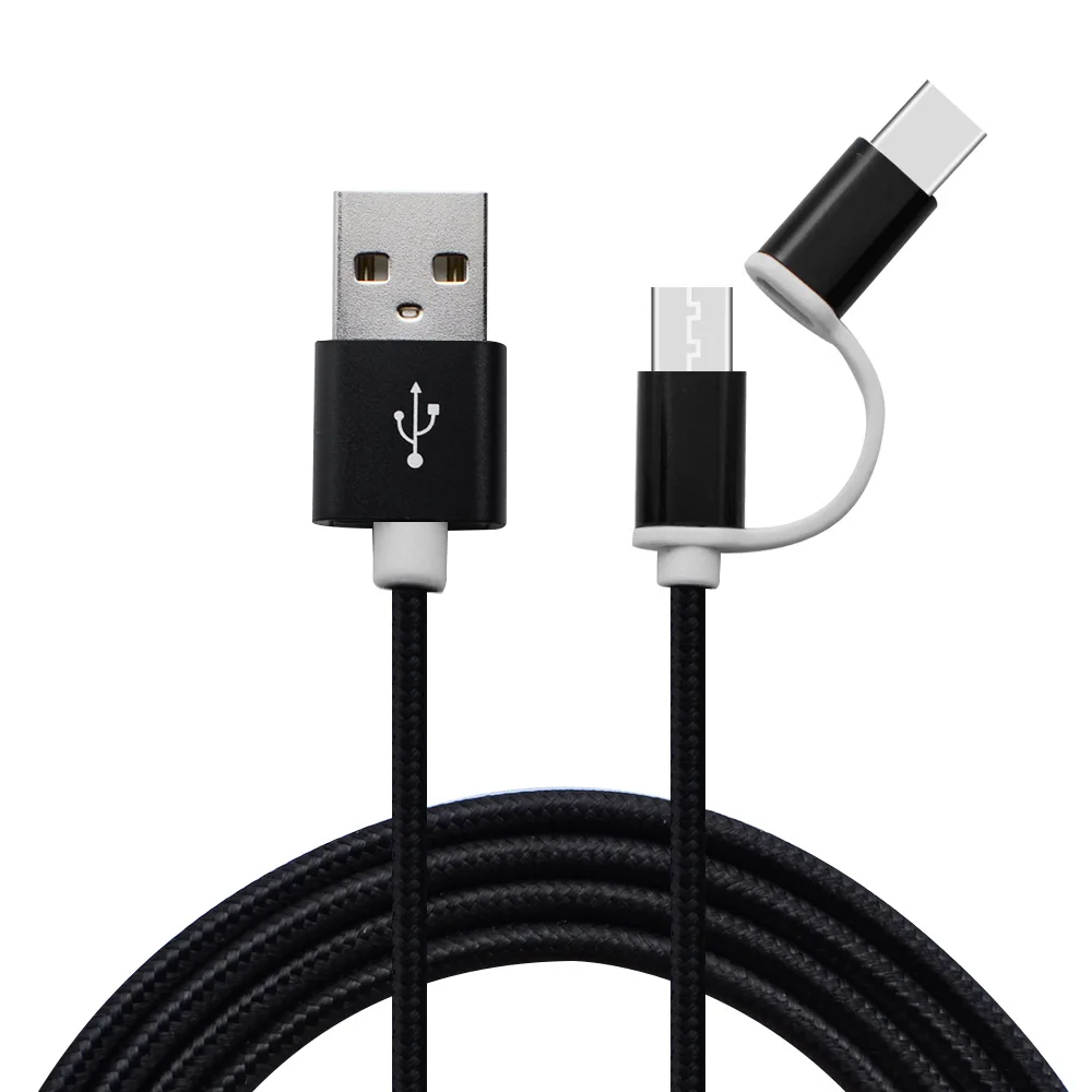 Reebeen 2 in1 الهاتف المحمول كابل بيانات ل فون المصغّر usb نوع C كابل الشاحن ل Xiaomi هواوي سامسونج سريع كابل شحن 1 m