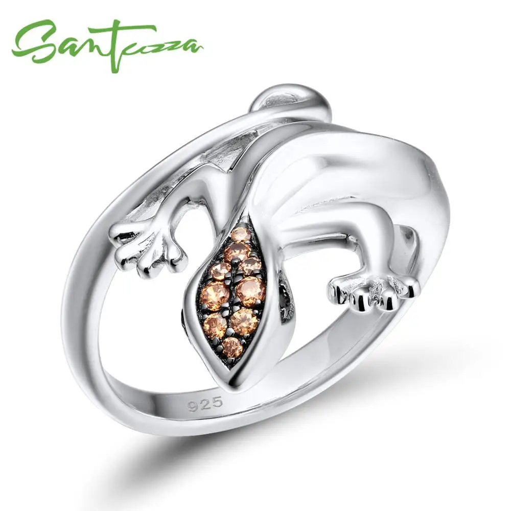 Женское серебряное кольцо Ящерица SANTUZZA 925 пробы Серебряное ослепительное