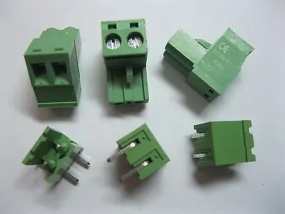 50 pcs 5.08mm Angle 2 pin Screw Terminal Block Connector Pluggable Type Green | Обустройство дома