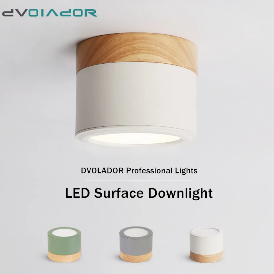 US $13.62 LED Downlight Dimmable 5W 12W Led Surface Mounted Ceiling Downlight Nordic IronWood Spot Light For Indoor FoyerLiving Room
