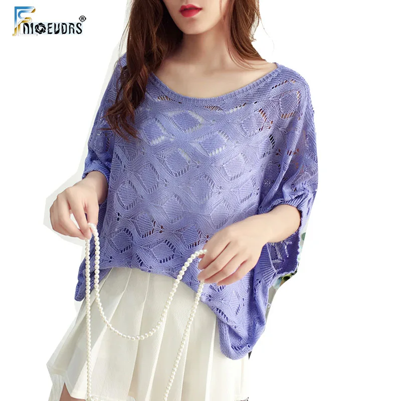 

Oversize Tops Women Summer Knitted Sweater Pullover Yellow Green Smock Overall Sexy Transparent Hollow Out Crochet Top T Shirts