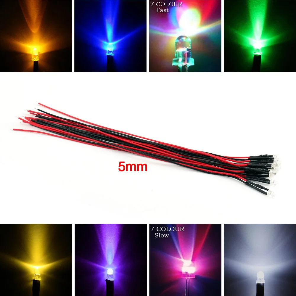 

Areyourshop Round Top DC 12V 20cm 5mm Pre Wired Lamp Light Emitting Diode 9Colour 10PCS Wholesale LED Connector