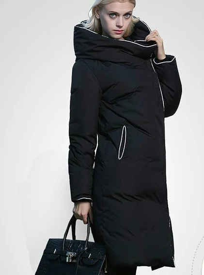 New Arrival 2018 Winter Europe Fashion Women's Duck Down Coat & Jacket Maxi Ultra Long Parka Quilt Black White Plus Big Size XL