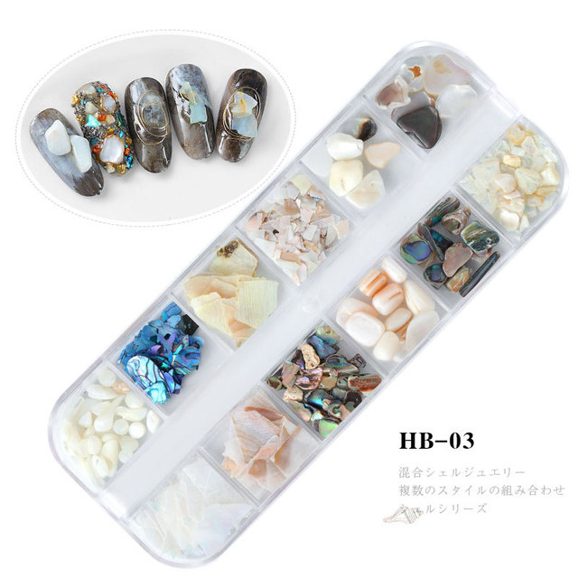 Mixed 3D Abalone Shell Irregular Stone Nail Art Decorations Set UV Gel Flake Slider Nails Shimmer Pearl Manicure Polish Tools