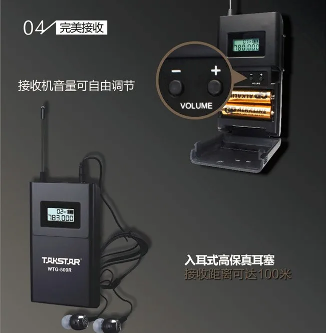 Горячая Распродажа Takstar WTG-500 беспроводной экскурсовод система голосовое устройство учебные наушники передатчик+ приемник+ микрофон