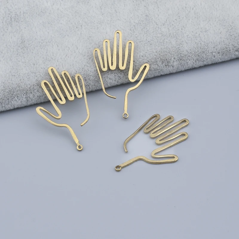 

10Pcs/Lot Raw Brass Personality Hollow Out Filigree Hand Gesture Charm Pendants For Women Fashion Personality Earring Findings