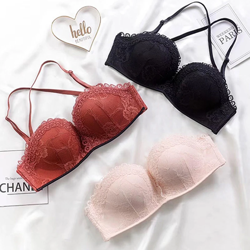 2 PCS Women Lace Floral Triangle Bralette Deep V Push Up Bra Underwear Lingerie 2 PCS Women Lace Floral Triangle Bralette Deep V Push Up Bra Underwear Lingerie