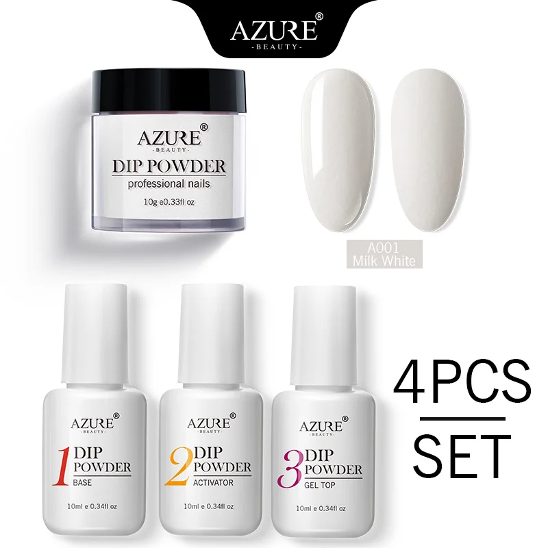 Azure Beauty 4Pcs/Lot Dipping Powder Base Nail Coat Set Shiny Glitter Dip Powder Gradient Color Powder Kits Top Gel Activator - Цвет: 1