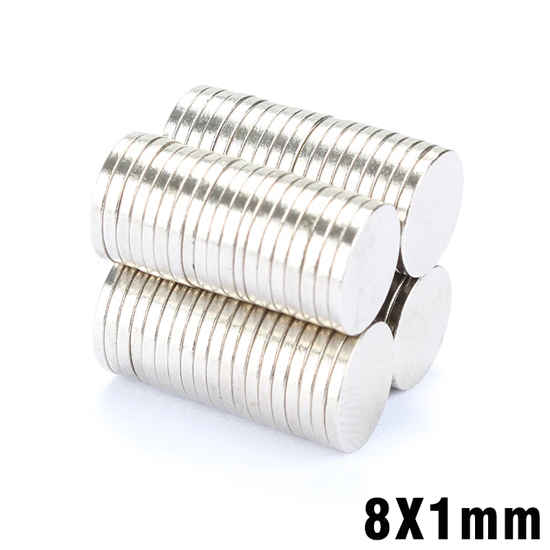 

50Pcs 8x1 Neodymium Magnet Disc Permanent N35 NdFeB Small Round Super Powerful Strong Magnetic Magnets 8mm x 1mm
