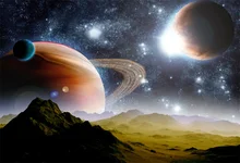 Laeacco Mountains Universe Planets Nebula Fantasy Photography Backgrounds Customized Photographic Backdrops For Photo Studio