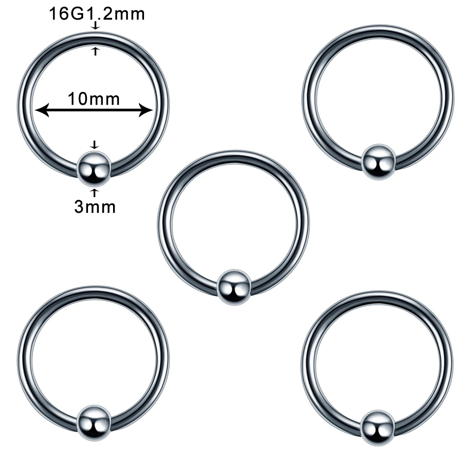 5 шт./лот стальные перегородки кольцо ухо пирсинг носа кольца губы бровей Пирсинг для уха кольцо в плену бисера Кольцо тела ювелирные изделия-Пирсинг Лот