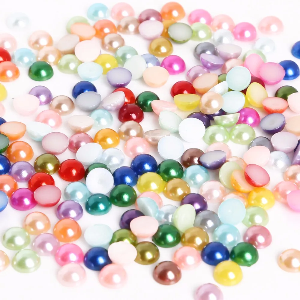 8mm Approx 200pcs Flatback Half Round Plastic Beads Abs Imitation Pearl