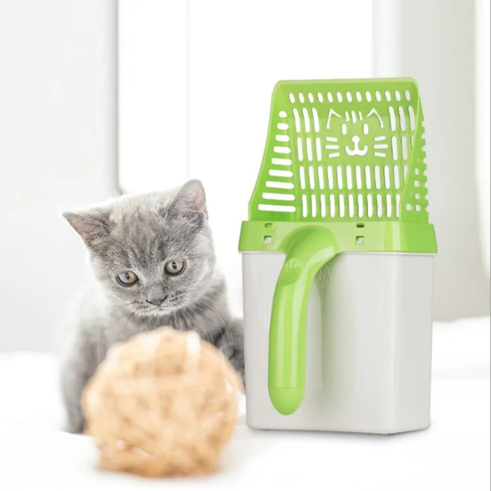Полезный совок для уборки наполнителя кошачьего лотка быстро легко инструмент для чистки домашних животных совок кошачий наполнитель для уборки туалетных палочек держатель коробка ложка Фильтр 15 мешков