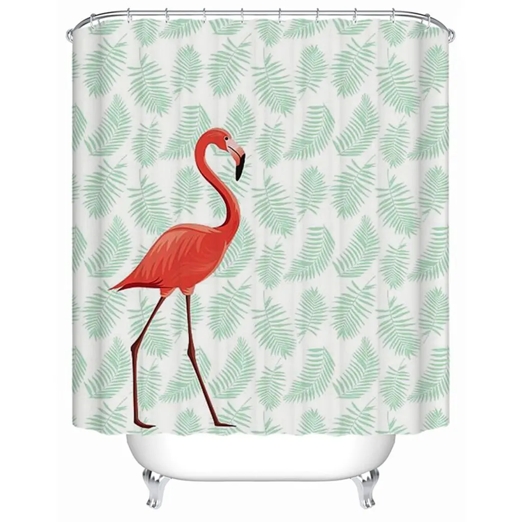 Flamingo Shower Curtain, Lock Hole Heavy Duty Bathroom Curtain Liner