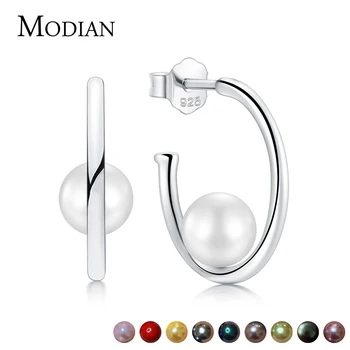 

Modian 10 Color Real 925 Sterling Silver Colorful Shell Pearl Stud Earrings Ins Fashion Style For Women Exquisite Jewelry Gift