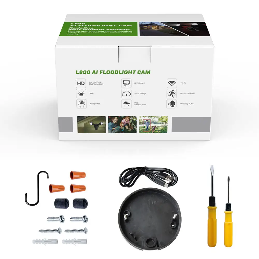 Freecam 1080P прожектор камера наблюдения для безопасности с подсветкой в одну сторону разговора движения Активированный PIR Вспышка сигнализации L800W
