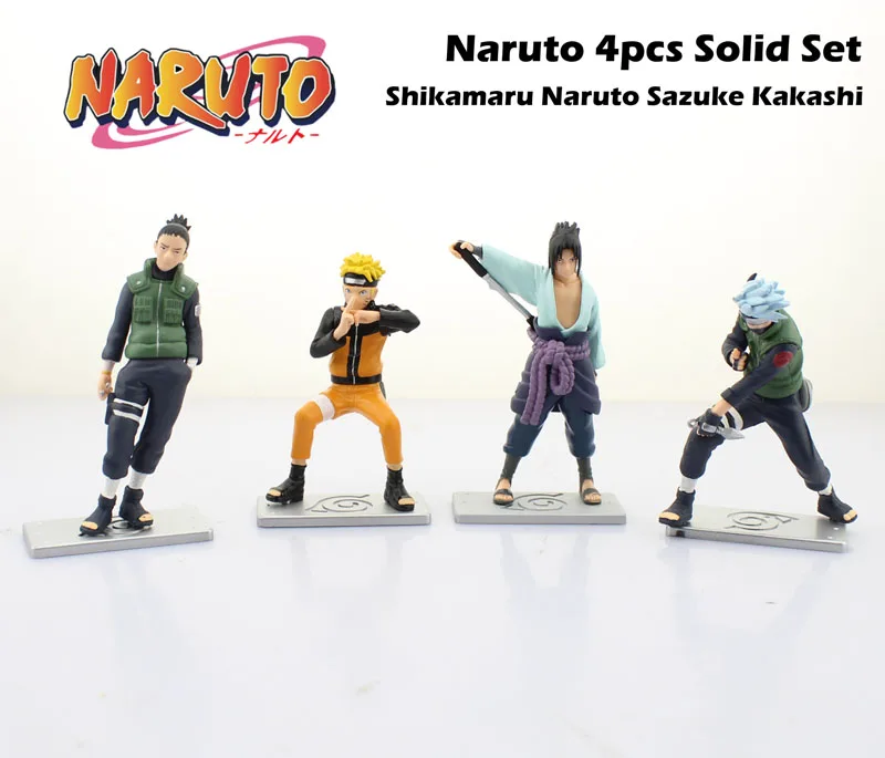 

Free Shipping 4pcs 4" Naruto Anime Solid set Shikamaru Naruto Sazuke Kakashi PVC Action Figure Collection Model Dolls Gift Toys