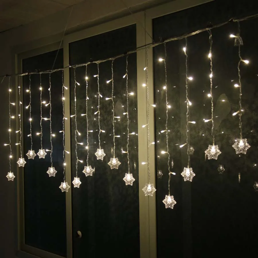 Holiday Lighting 3.5M 96 LED Snowflake Fairy Curtain LED String Lights Outdoor Waterproof Christmas Lights For Home Decoration Holiday Lighting 3.5M 96 LED Snowflake Fairy Curtain LED String Lights Outdoor Waterproof Christmas Lights For Home Decoration