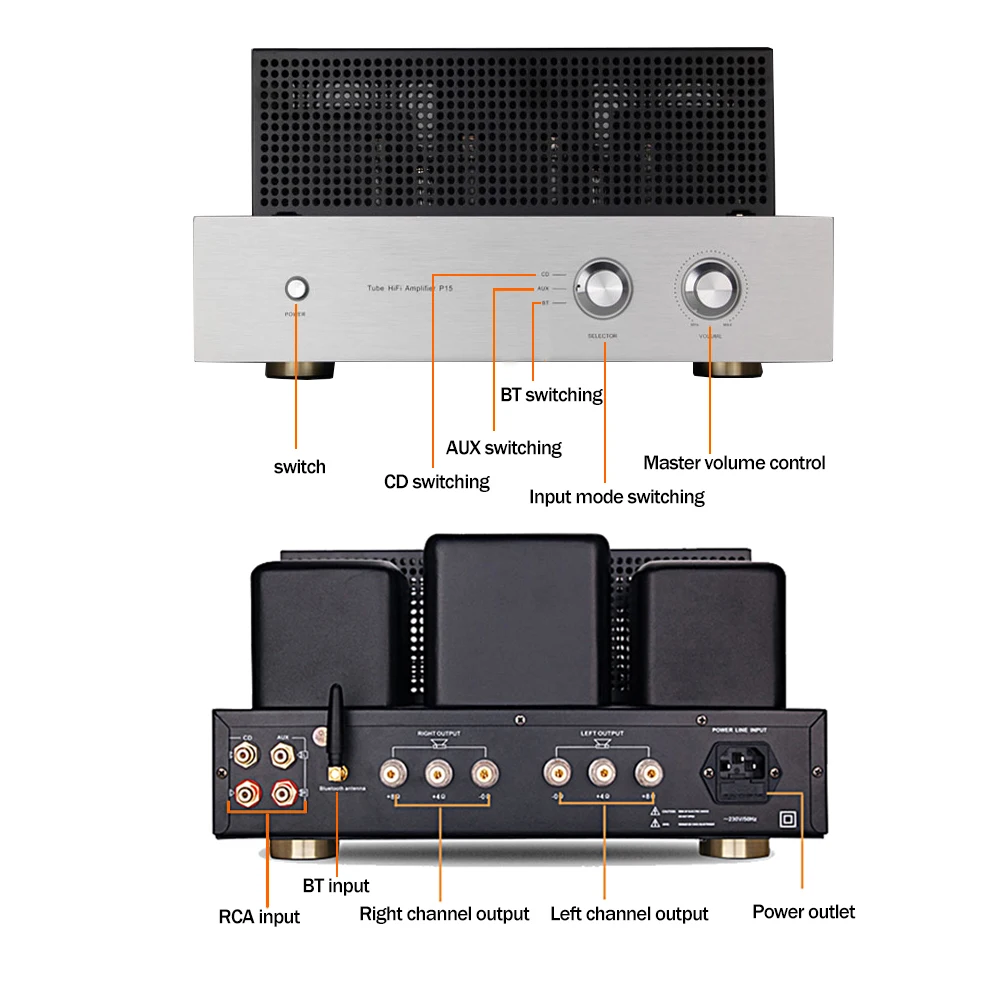 HiFi ламповый усилитель односторонний 2,0 усилитель мощности звука 10 Вт* 2 6N9P 6P6P ламповый аудио домашний кинотеатр усилитель класса стерео усилитель