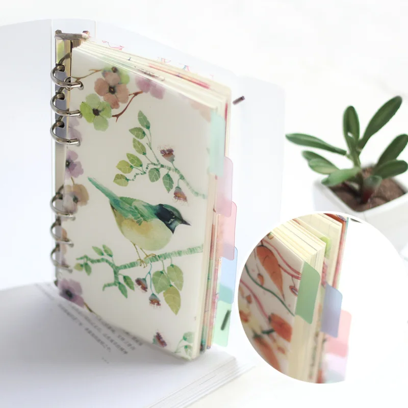 

A5 A6 Spiral Notebook Loose Leaf Transparent PP Separator Pages Flower Fairy tale 5 sheets Separate Match filofax Kikkik