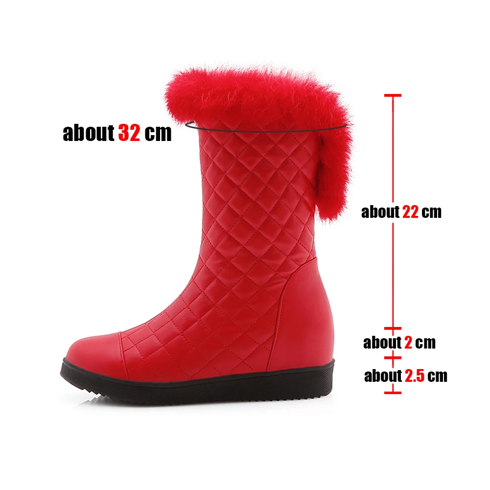 DoraTasia New Popular Women Snow Boots Faux Fur Increased Heels Warm Fur Inside Solid Winter Boots Female Shoes Woman 31-41