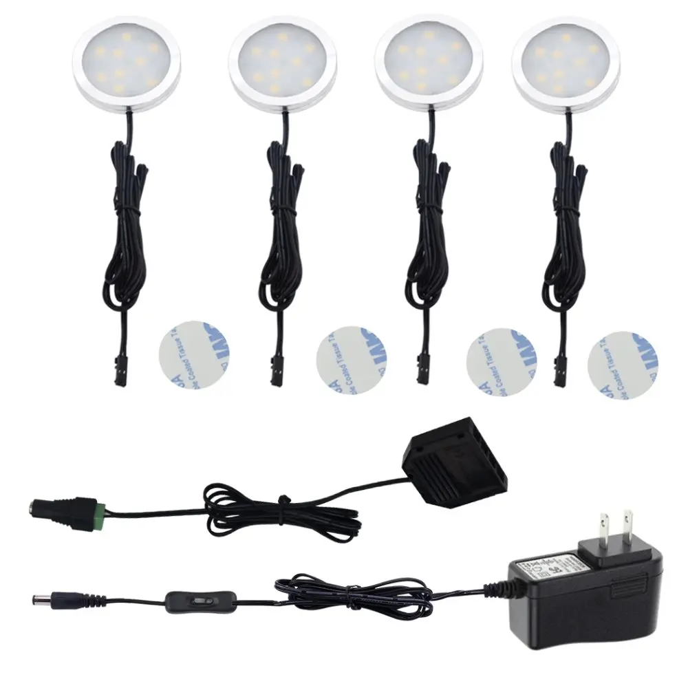 AIBOO Traic Dimmable LED Under Cabinet Lighting,Hard Wire Connect 12V Puck Light 