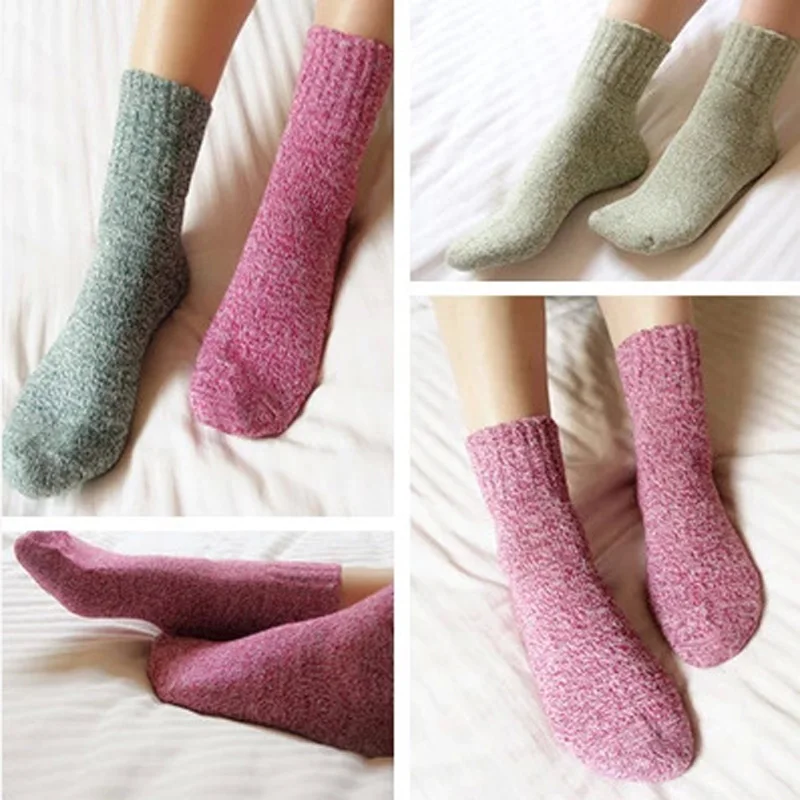 5 пар/упак. осень-зима толстые шерстяные носки женские брендовые носки женские милые носки теплые мягкие однотонные Повседневные носки 934565