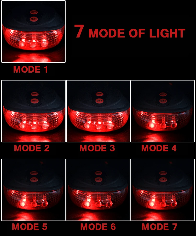 Clearance Cycling Bicycle Tail Rear Light Bike Light Bike Warning Lamp LED 2 Laser 7 Mode Beam Bike Night Ride Warning Light Cycling light 1 Clearance Cycling Bicycle Tail Rear Light Bike Light Bike Warning Lamp LED 2 Laser 7 Mode Beam Bike Night Ride Warning Light Cycling light 1