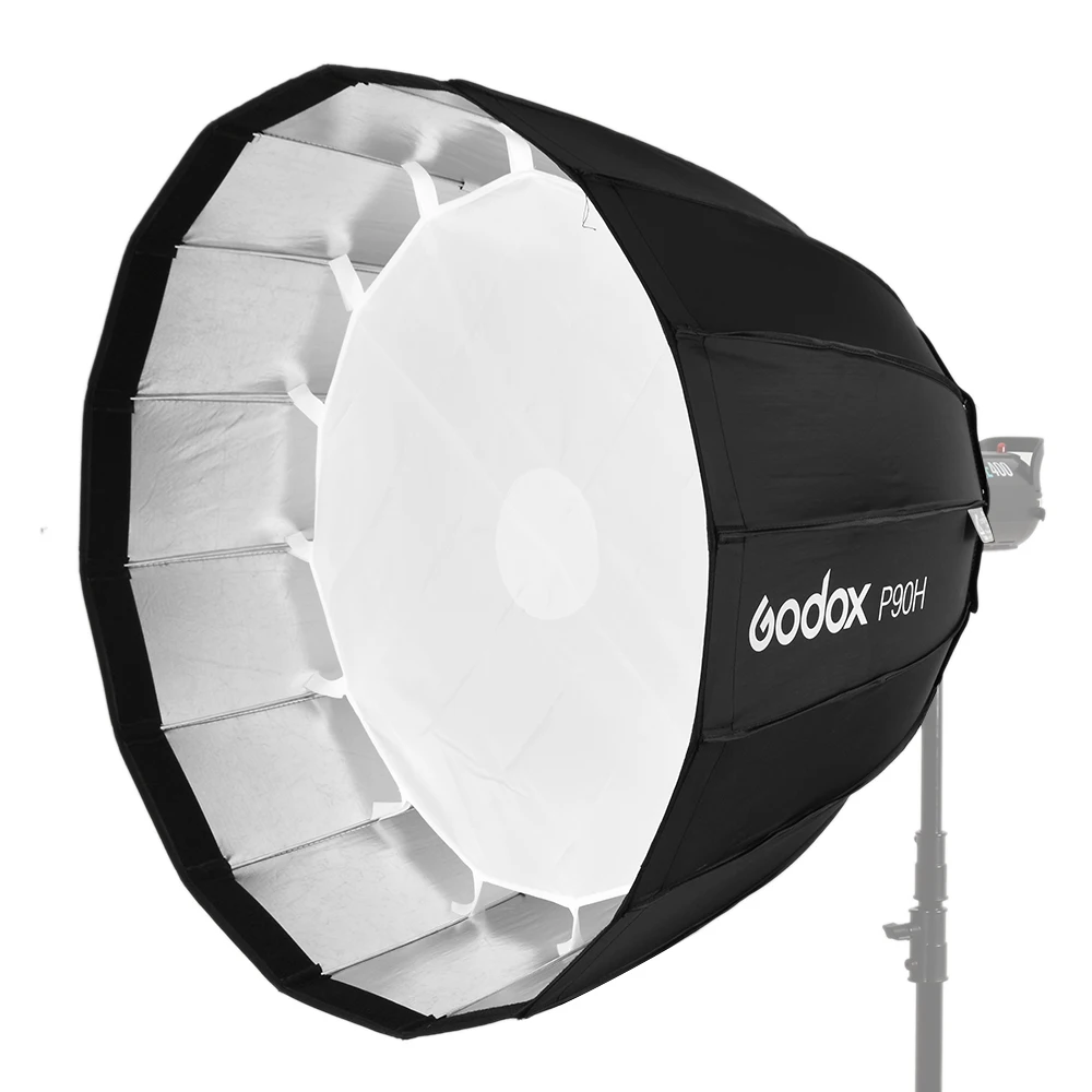 

Godox P90H 90cm Deep Parabolic Reflector Softbox+Bowen Adapter Diffuser Carry Bag High Temperature for Studio Photo Speedlite