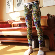 Новое поступление WJ мужские теплые штаны мужские сексуальные тонкие хлопковые брюки подштанники Леггинсы с принтом подштанники