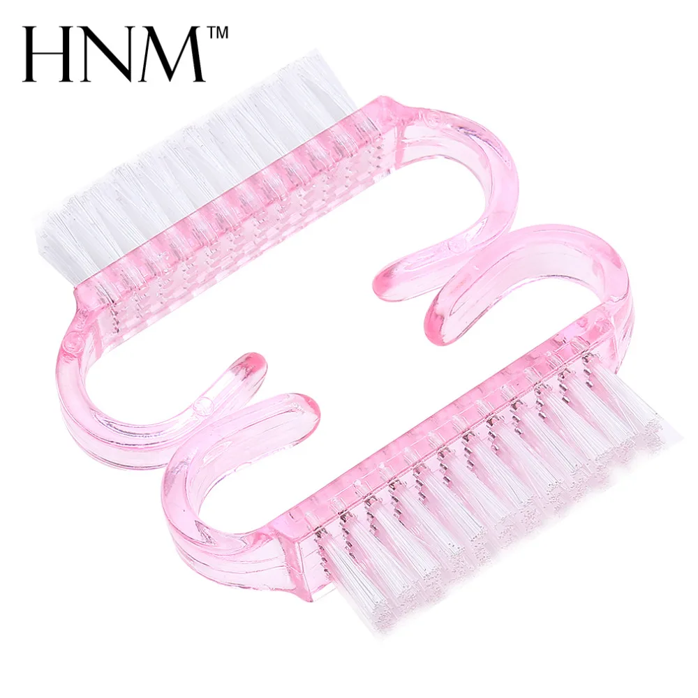 

HNM 2 Pcs Nail Art Plastic Cleaning Brush Finger Nail Care Dust Clean Handle Scrubbing Brush Tool File Manicure Pedicure Brushes