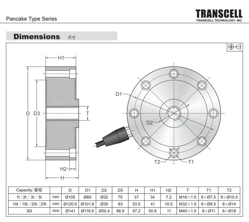 Transcell DBSL Тип спицы тензодатчик 1T 2T 3T 5T 10T тонн Блинного типа датчик веса для тестирования машины весы для грузовиков