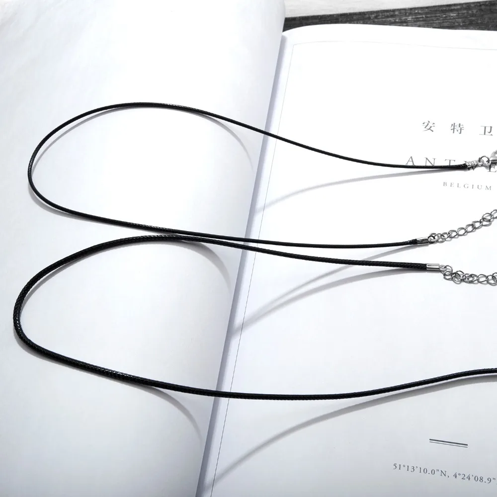 

Black Wax Rope Leather Wild Necklace For Women Men Jewelry QLXL001