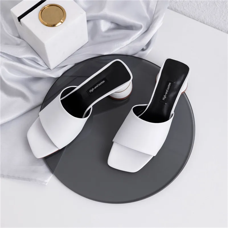 FEDONAS Top Quality Fashion Concise White Yellow Genuine Leather Women Sandals Slip on Elegant Strange Style Casual Shoes Woman