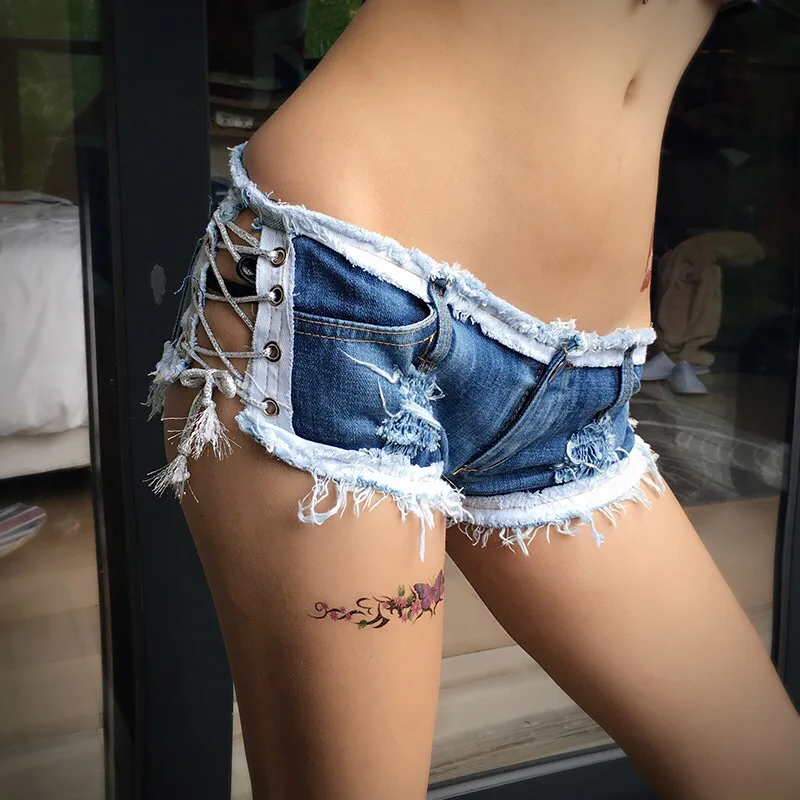 Hot Sexy Tassel Denim Booty Shorts Vintage Cute Bikini Bandage Low Rise