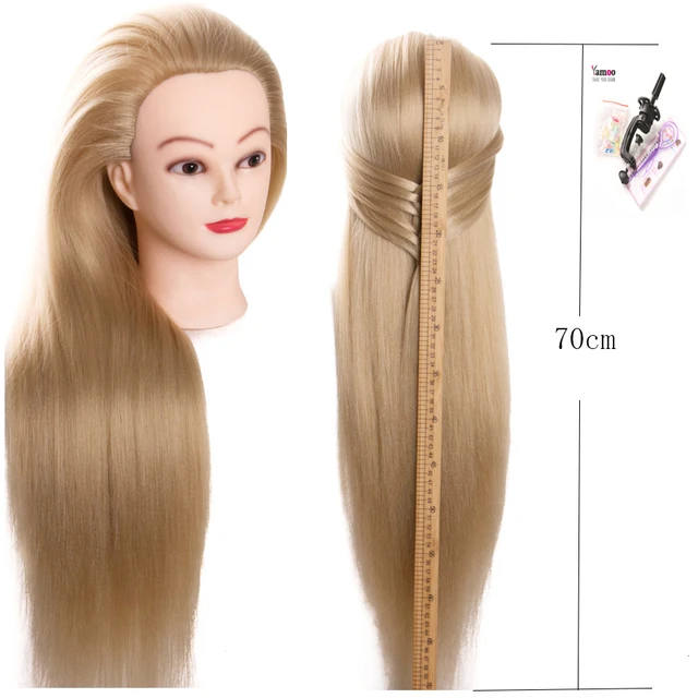 Training Mannequin Head With Hair 70cm Synthetic Fiber