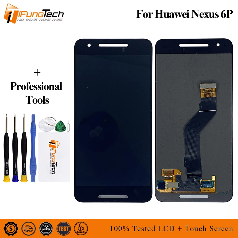 

Tested AAA Black For 5.7" Huawei Google Nexus 6P LCD Display Touch Screen Digitizer with Frame Assembly Replacement Nexus 6P LCD