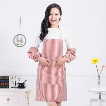 

Apron Kit Women Apron Kitchen Restaurant Cooking Baking Bib Cooking Aprons With Pockets Sleeve Waterproof Cleaning Apron
