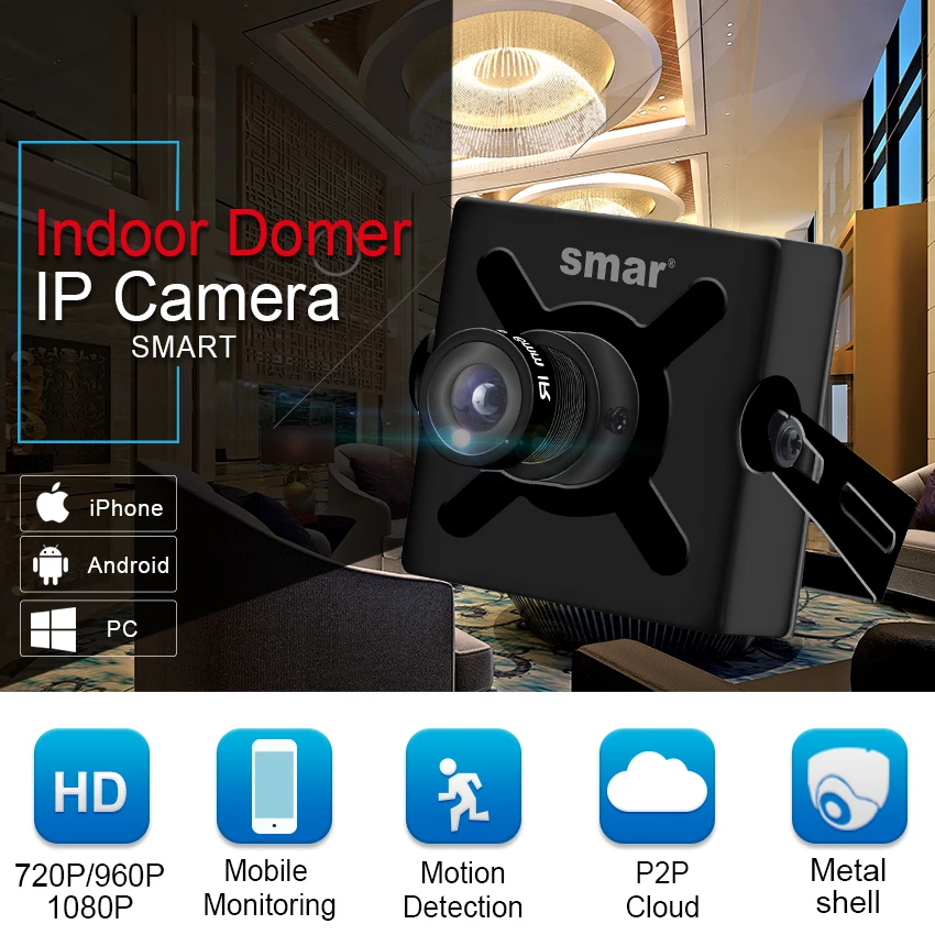 IP камера Smar 720P 960P 1080P Onvif CMOS для домашней системы безопасности видеонаблюдения P2P с