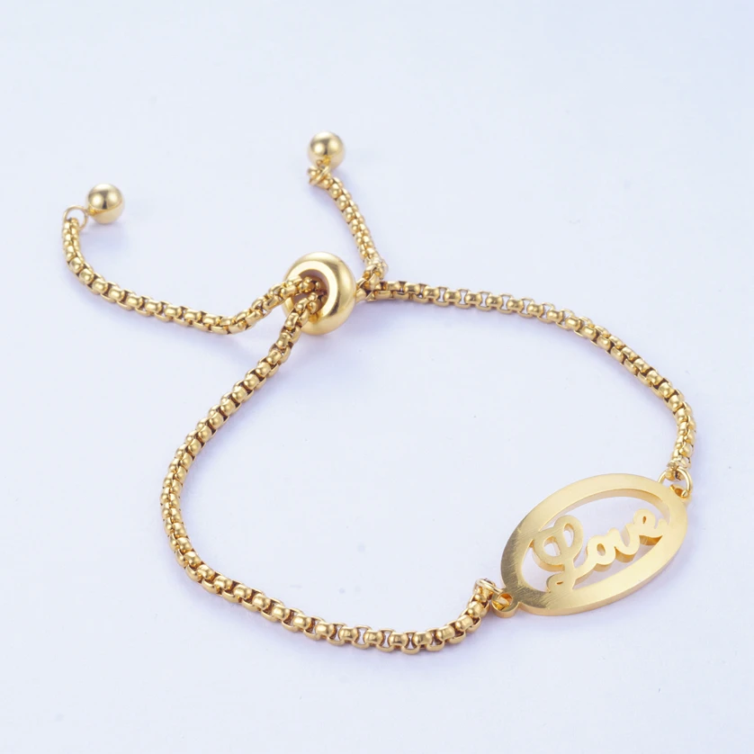 

Yunkingdom New 2019 Titanium Gold Color Oval Letter Love Bracelet for Women Female Stainless Steel Bracelet Dropshipping